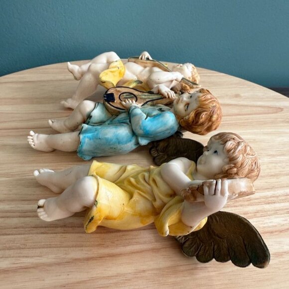 3 Vintage Fontanini Lello Simonelli Musical Cherub Angels Ornaments Italy - Picture 7 of 14